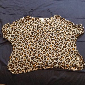 H&M lightweight shirt leopard navy and mustard
